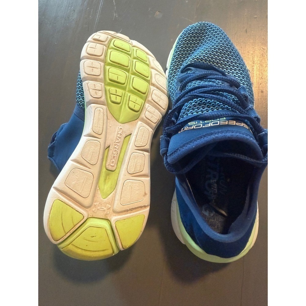 Under Armour Speedform Running Shoes Kids Blue Lime Green Size 6.5 Youth - Picture 9 of 9